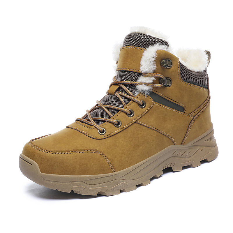 Men's Fur-Trimmed Lace-Up Ankle Boots