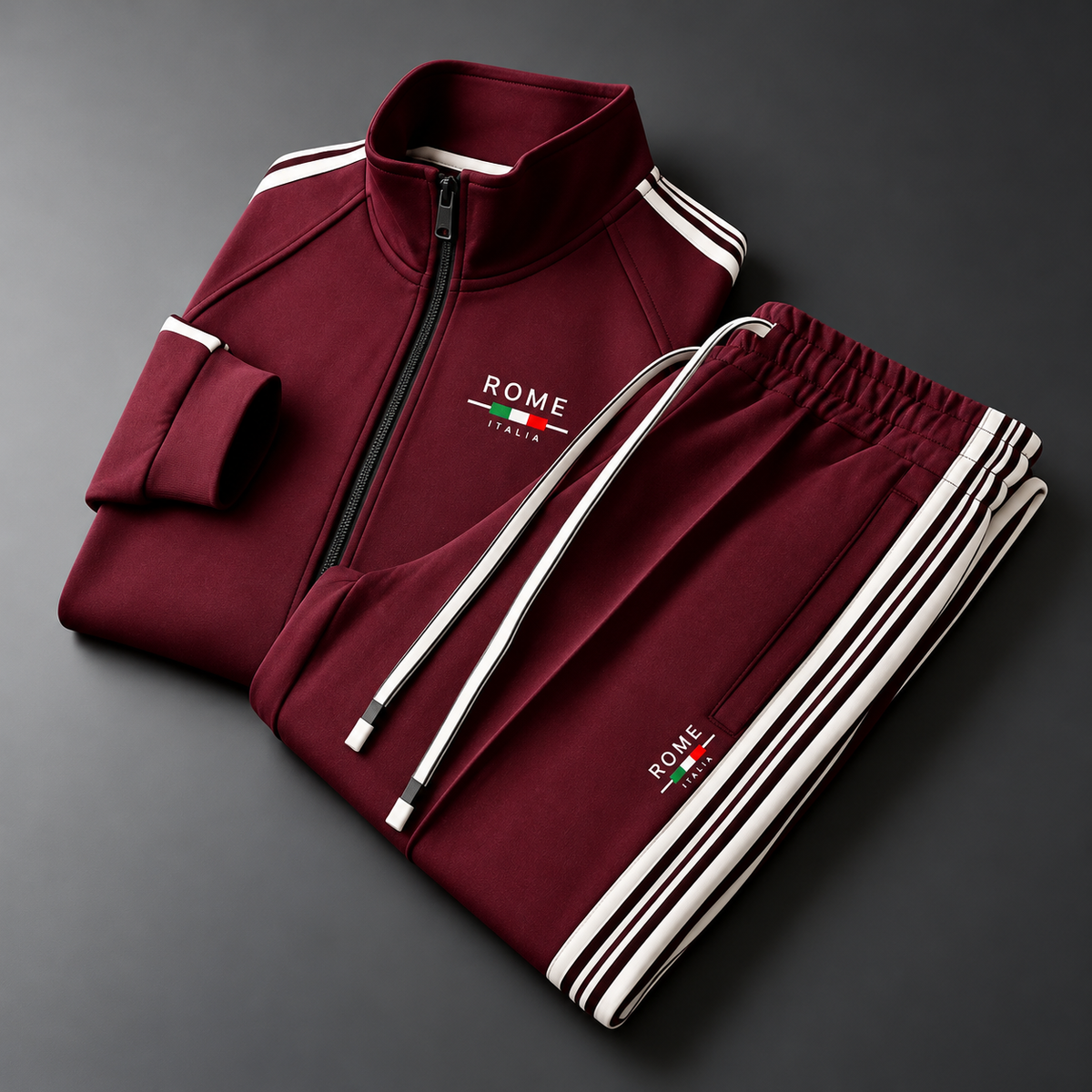 Men's Zip-Up Tracksuit with Striped Pants