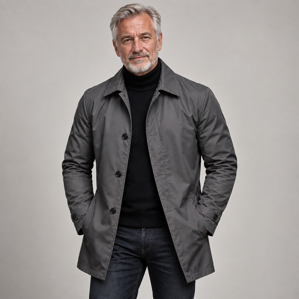 Men's Button Front Mid-Length Casual Coat