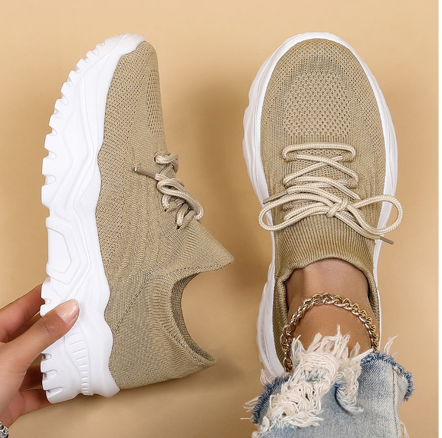 Women's Chunky Lace-Up Sneakers with Platform Sole