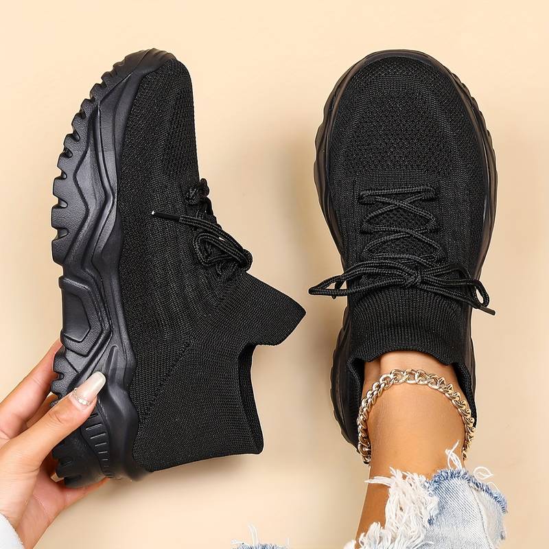 Women's Chunky Lace-Up Sneakers with Platform Sole