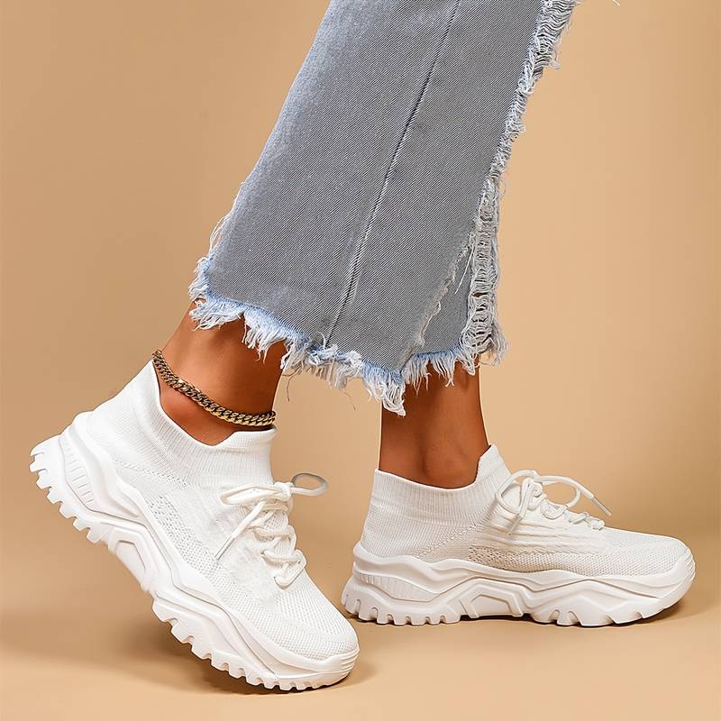 Women's Chunky Lace-Up Sneakers with Platform Sole