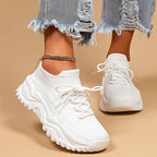 Women's Chunky Lace-Up Sneakers with Platform Sole