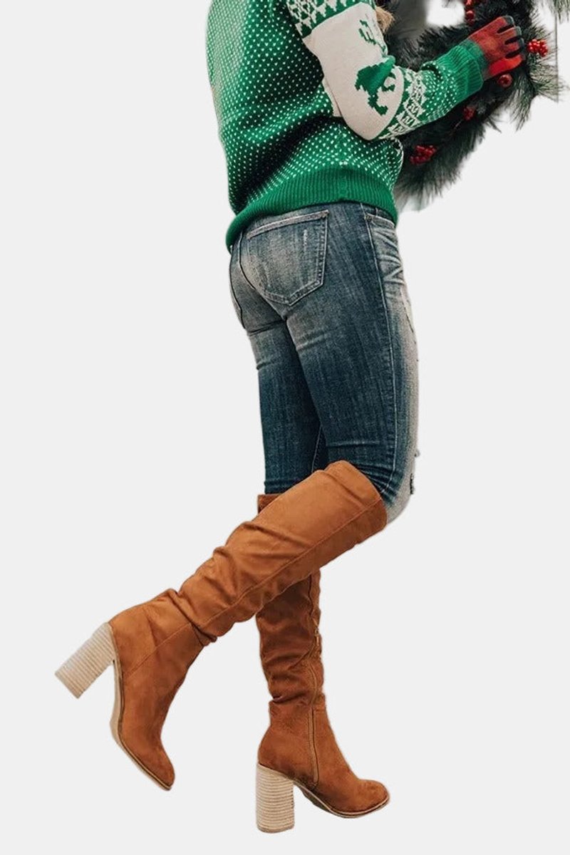 Women's Over the Knee Boots with Block Heels