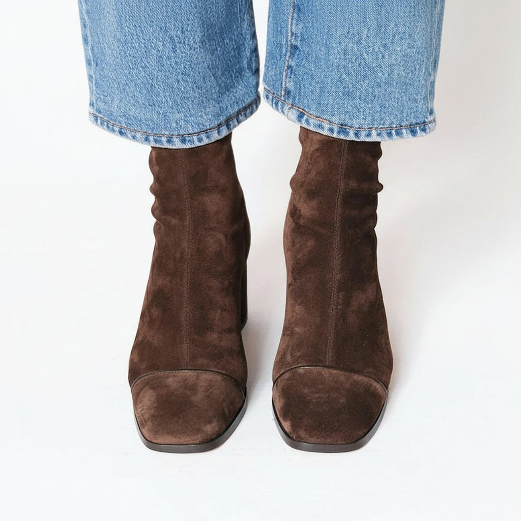 Women's Suede-Look Ankle Boots with Block Heel